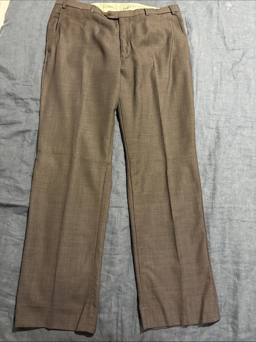 Armani Collezioni Brown Textured Dress Trousers